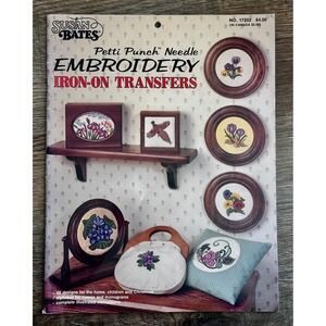 Susan Bates Petti Punch Needle Embroidery Iron-On Transfers 17202 Vintage 1986